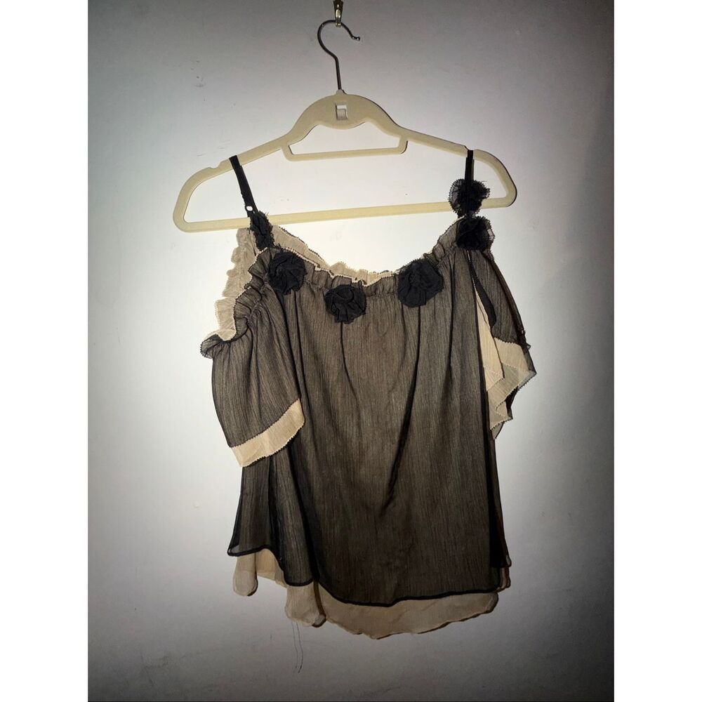 Twelve by twelve tan and black womens blouse
